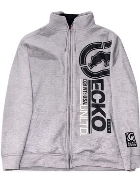 Ecko Unltd Gray Zip-Up Hoodie with Logo
